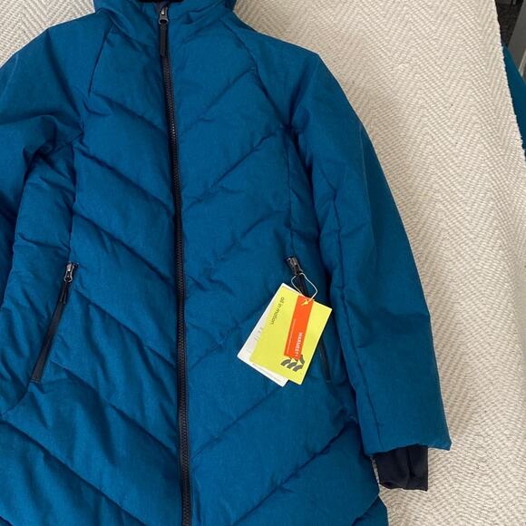 All in Motion Teal Women Size Small Mid Length Puffer Jacket Coat Hooded NWT - Picture 4 of 10